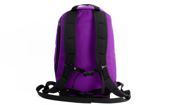 A rear shot of the Luminary 15 in Alphaviolet (bright purple) 525 Ballistic.
